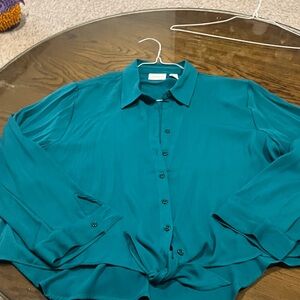 Chico's Rich Teal button tie front  Shirt